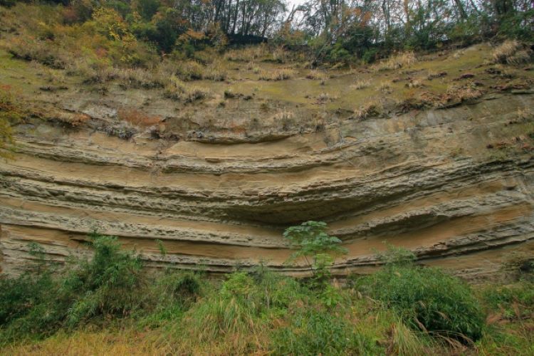 養老渓谷の地層の様子