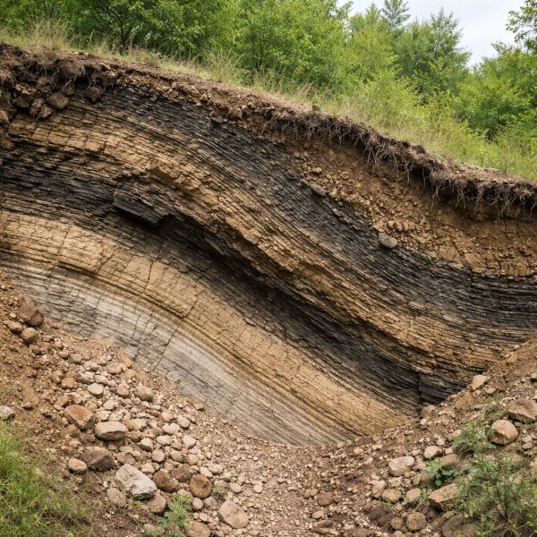 地層の逆転した様子
