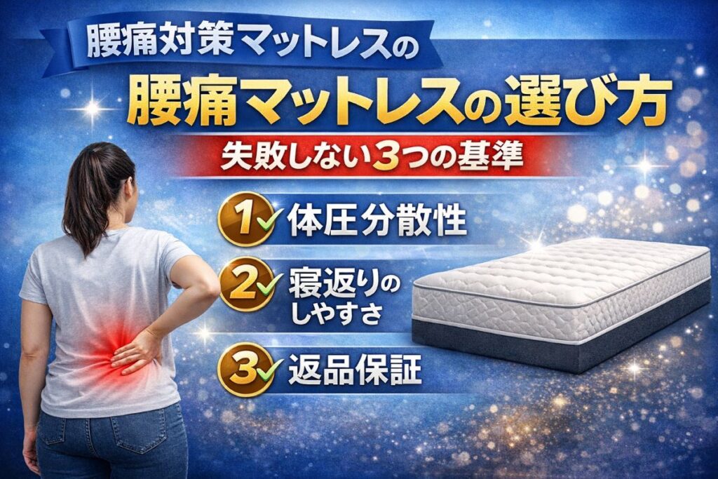 "腰痛対策マットレスの選び方｜体圧分散・寝返り・返品保証の3つの基準を解説"