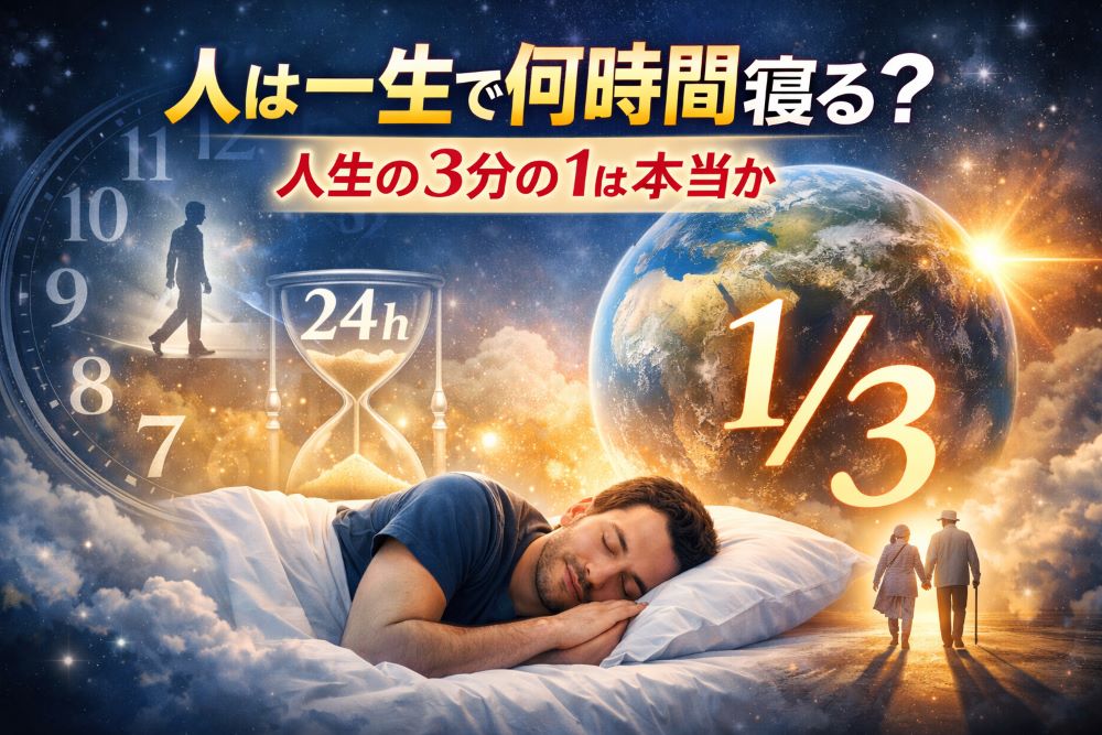 人は一生で何時間寝るのかを表したイメージ｜人生の3分の1と睡眠時間の関係