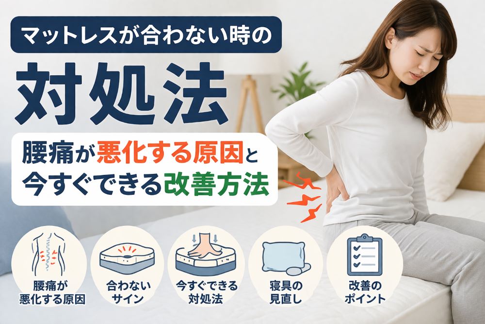 マットレスが合わない時の対処法と腰痛悪化の原因を解説したイメージ画像