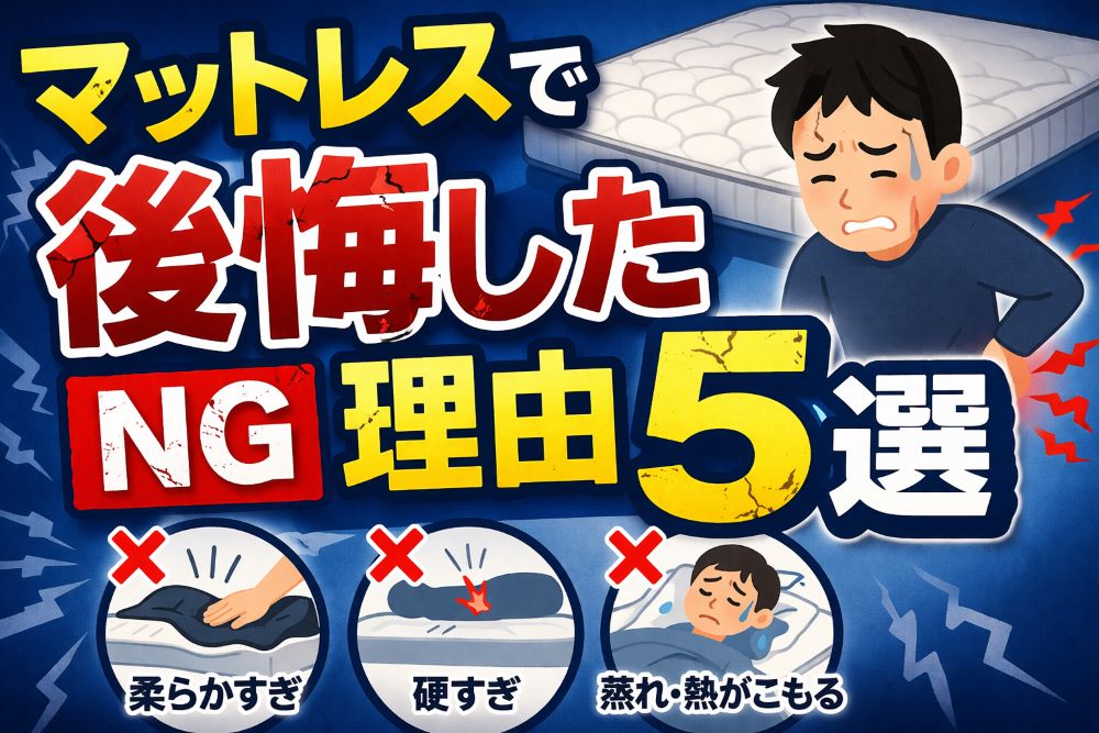 マットレス選びで後悔する理由と腰痛悪化のNG例を解説した画像