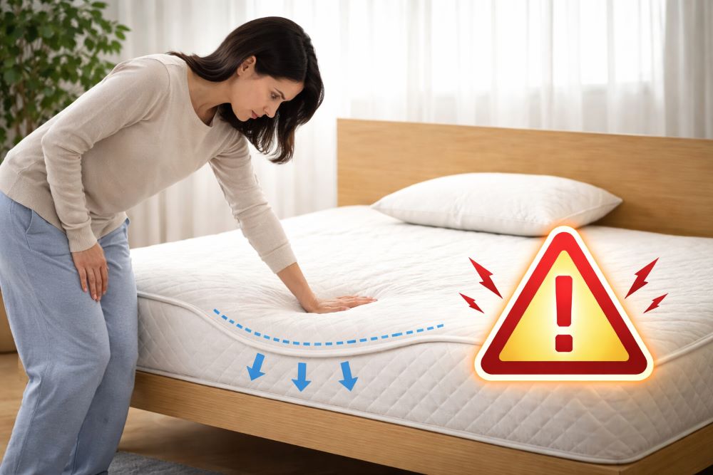 マットレスのへたりによる買い替えサインを示すイメージ画像
