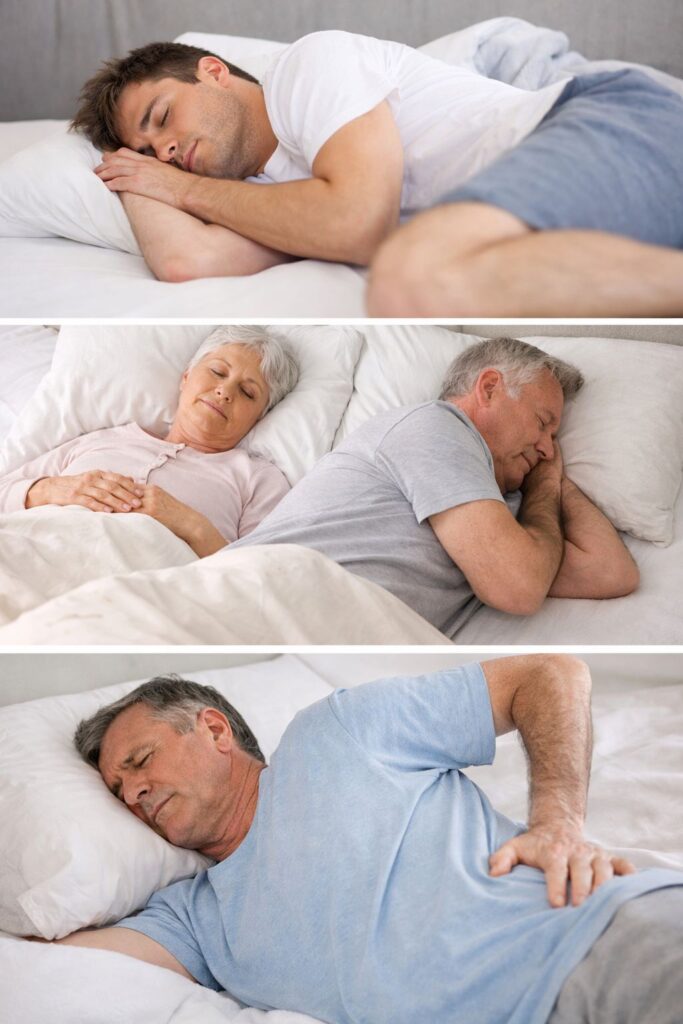 寝返りの年齢別の違いを示す睡眠イメージ|若年層と高齢者の寝姿比較