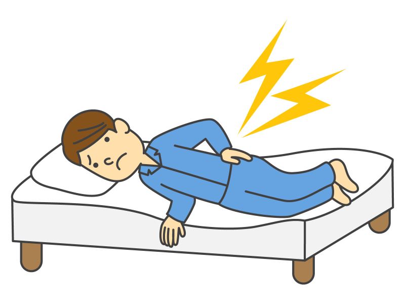 マットレスのへたりで腰痛のイメージ