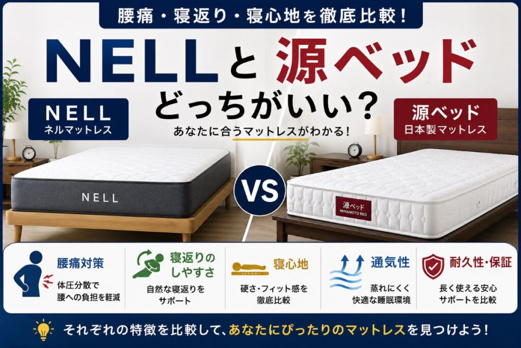 NELLと源ベッドを比較｜腰痛対策・寝返り・寝心地の違いをわかりやすく解説