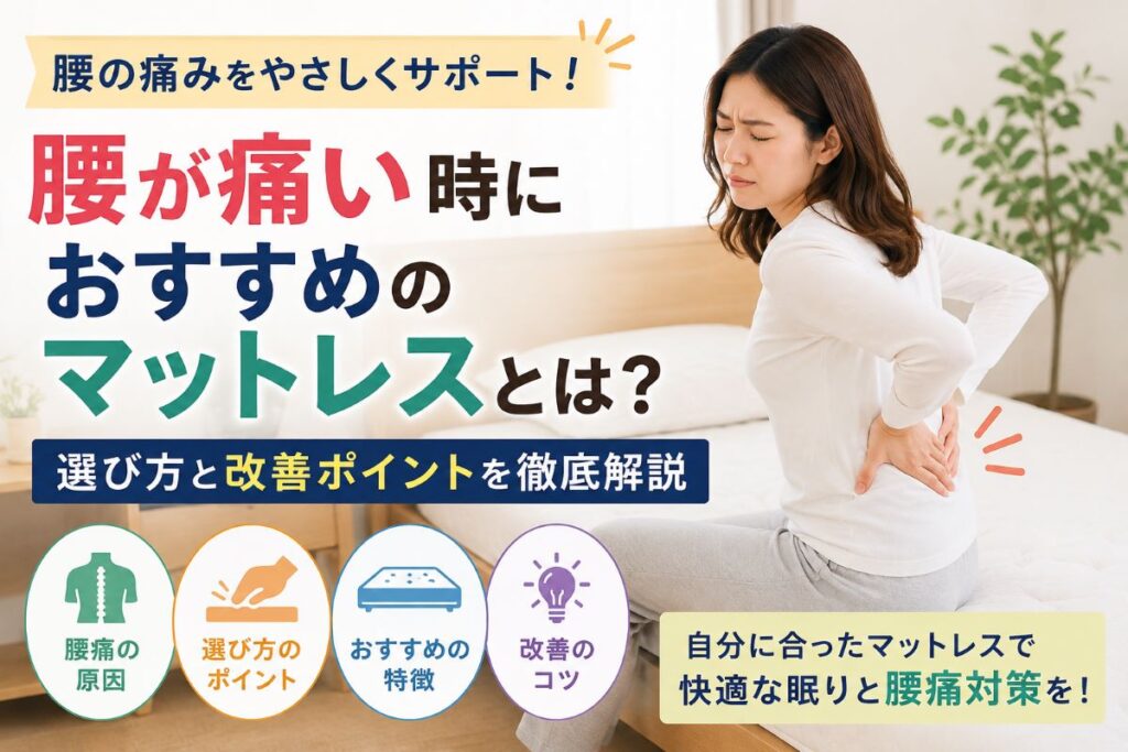 腰が痛い時におすすめのマットレスの選び方を解説するイメージ