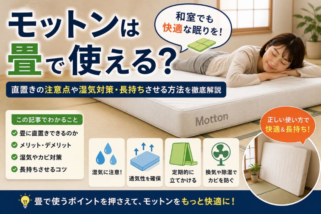 モットンは畳で使える？和室での使用方法や湿気対策・直置きの注意点を解説したイメージ