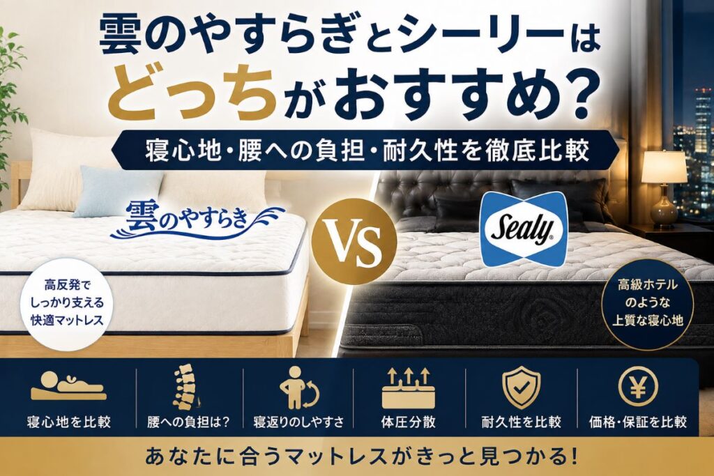 雲のやすらぎ23cmモデル3Rとシーリーを比較する高級マットレスと寝室