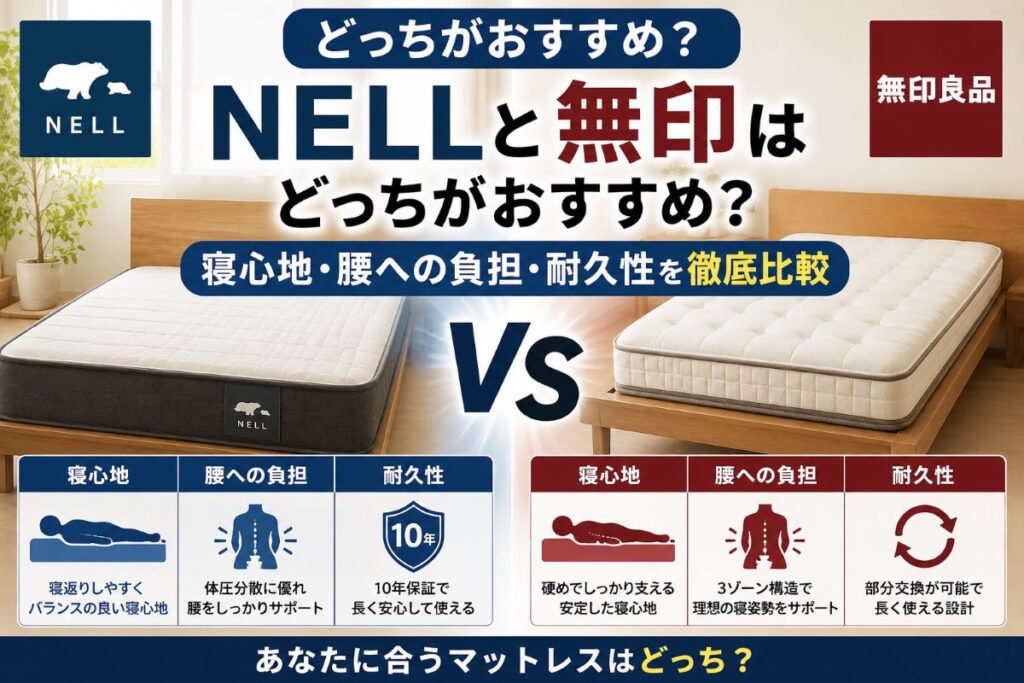 NELLと無印良品のマットレスを寝心地・腰への負担・耐久性で比較