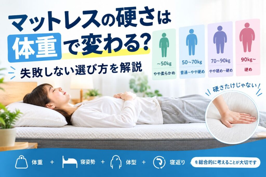 マットレスの硬さは体重で変わる？体重別の選び方を解説